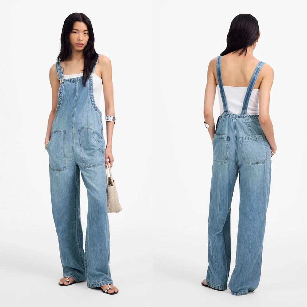 NWT Madewell Wide-Leg Overalls Airy Denim Edition Ashbury Wash Womens Size XL